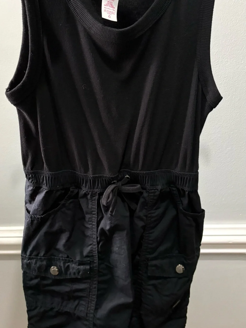 Justice Black Sleeveless Drawstring Pocket Kids Dress